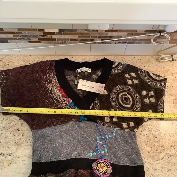 Boho Forla Paris Knit Dress NWT Art To Wear V-Neck - Picture 4 of 7